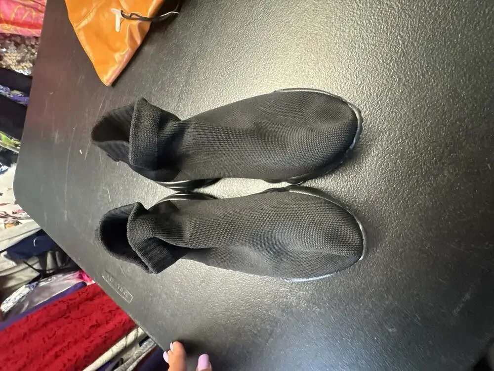 Unbranded Unisex Kids Black Slip-On Sock Sneakers High-Top Platform Shoes